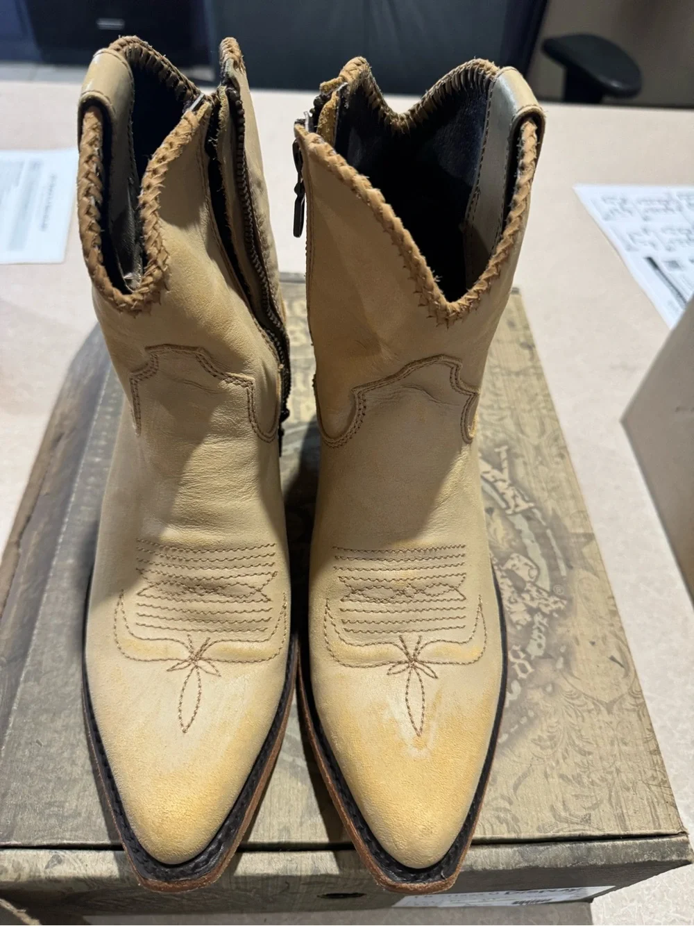 Liberty Black Tan Leather Western Ankle Booties